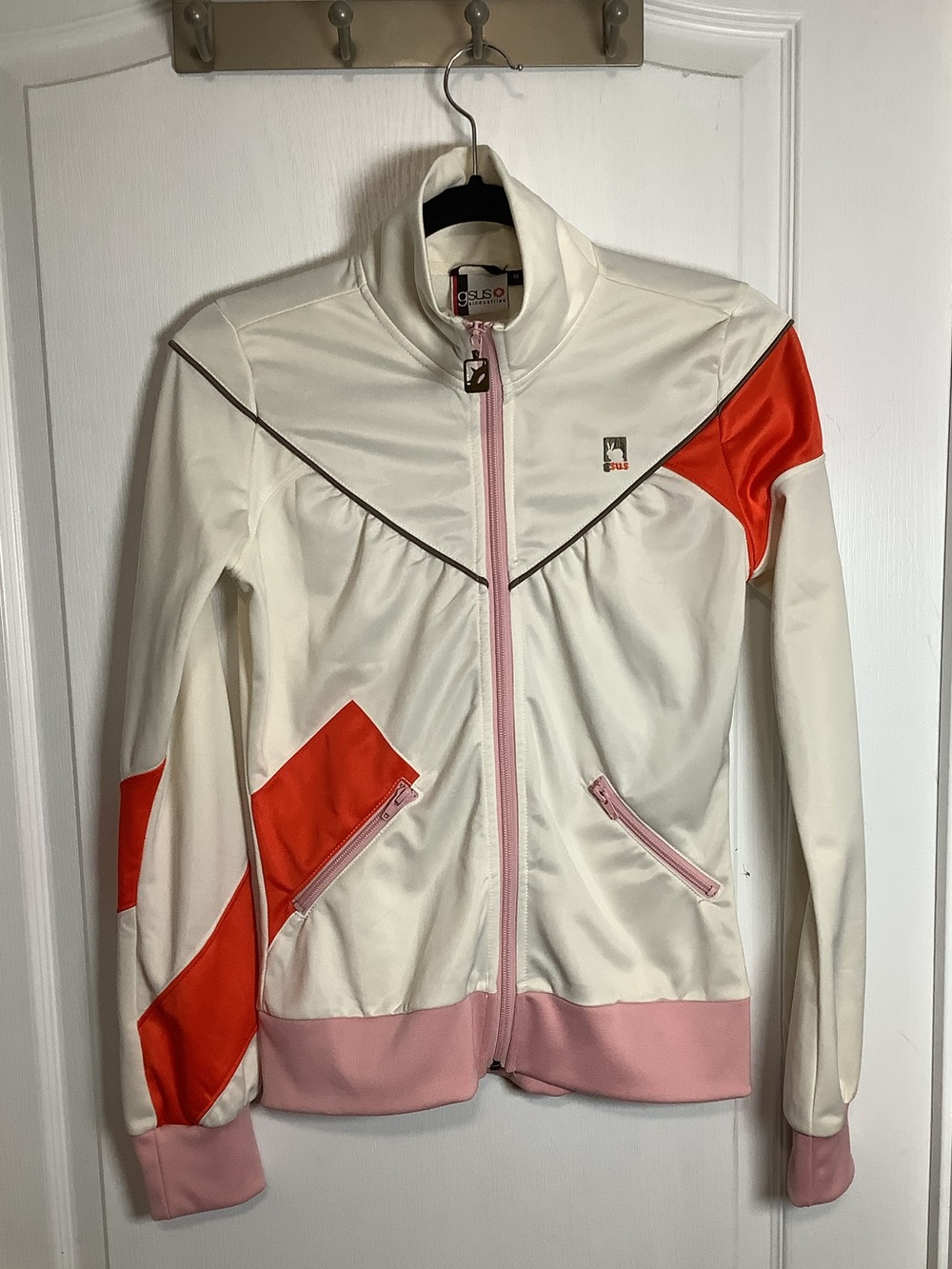 GSUS Sindustries Cream & Pink Track Jacket with Orange Accents